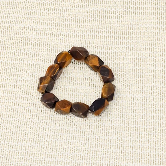 Brown-black natural stone bead handmade stretchy bracelet - Picture 3 of 5